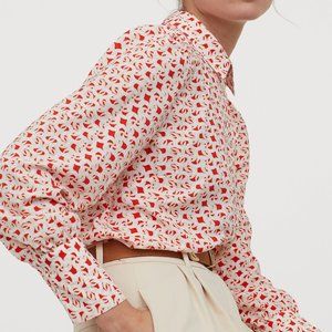 H&M orange chain linked shirt top blouse geo XS